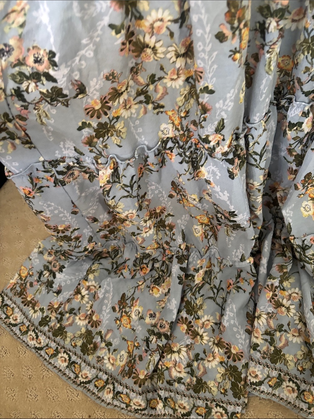 Light Blue Floral Maxi Dress with Smocked Waist - Picture 5 of 6